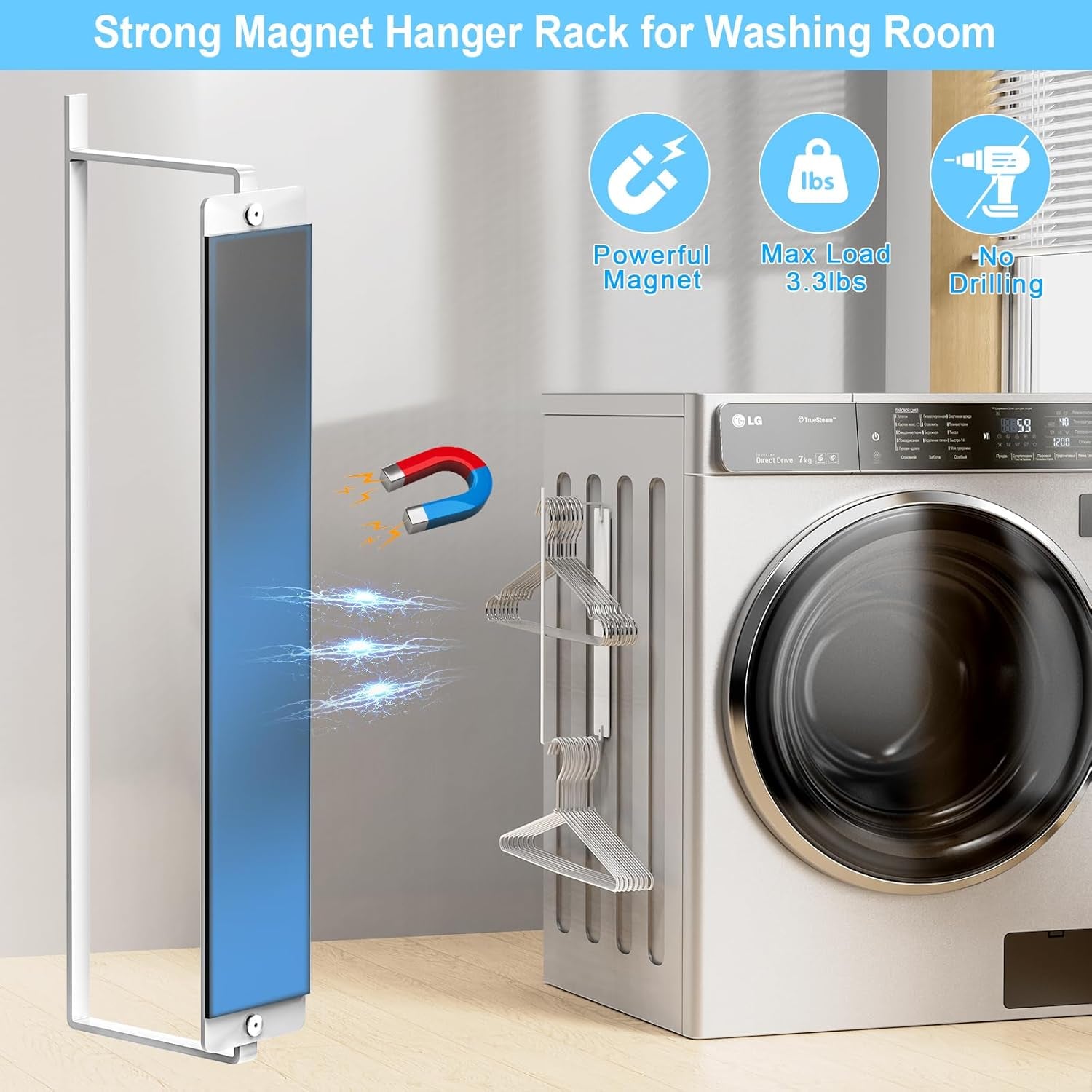 Hanger Organizer Magnetic Hanger Holder for Washing Machine Laundry Room Organization,Clothes Hangers Stacker Coat Hanger Stacker Stand Rack for Adult Kids Velvet Pants Hangers Storage
