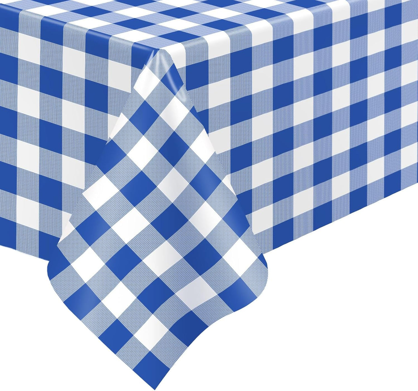 2 Pack Blue Gingham Tablecloth, 54 X 108 Inches Blue and White Checkered Tablecloths Plastic Table Cloth Disposable Picnic Tablecovers for Rectangle Table