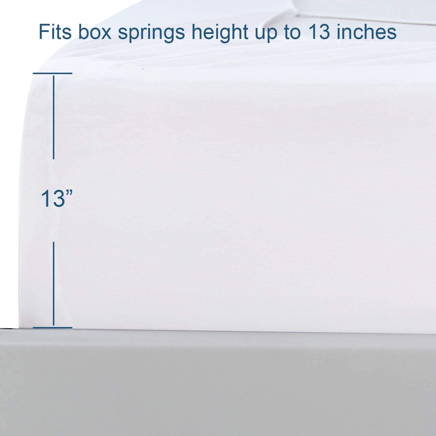 Box Spring Cover King Size, Elastic Fabric Wrap around 4 Sides Bed Skirt, Sleek Alternative for Bed Skirts for Hotel/Home, Fits Box Springs up to 13”, White