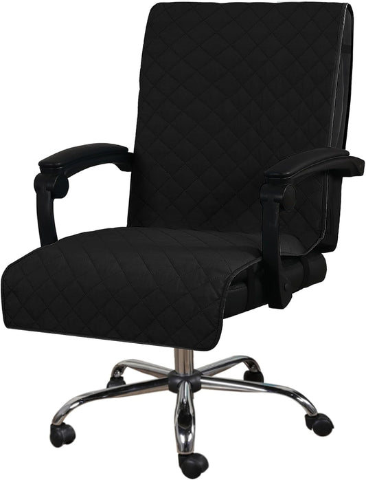 Water Resistant Chair Cover Reversible Dining Chair Cover with Non-Slip Buckle Soft Removable High Chair Slipcovers Oversized for Armchair or Armless Chair,Black/Grey