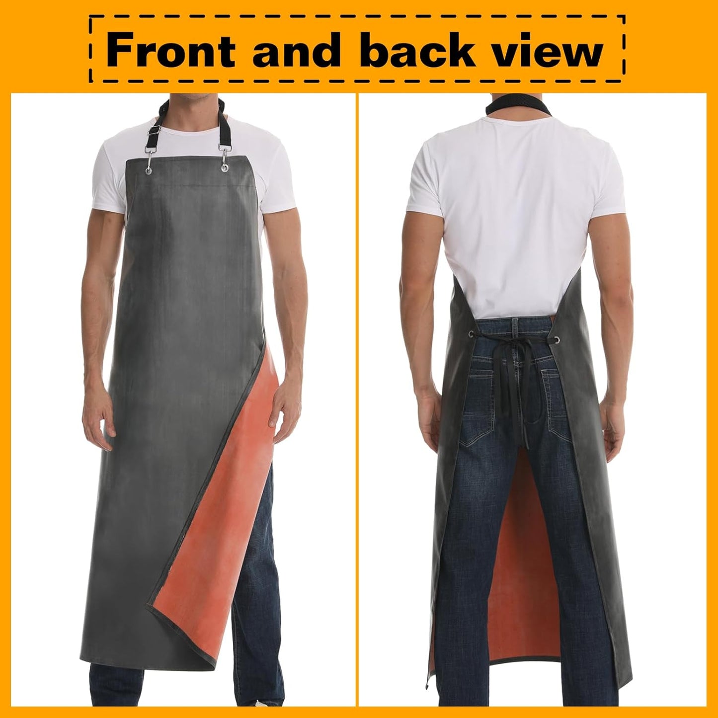 Thick Rubber Waterproof Apron, Adjustable Heavy Duty Dishwashing Apron, Work Apron for Cooking, Cleaning Fish, Gardening, Lab Work, Butcher and Dog Grooming
