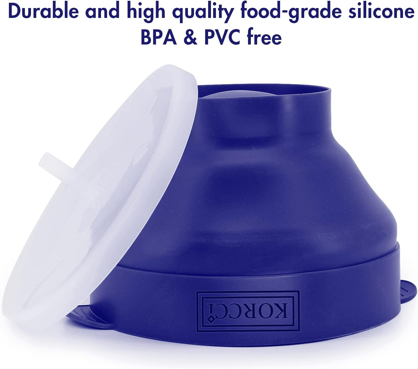 The Original Microwaveable Silicone Popcorn Popper, Microwave Popcorn Popper, Collapsible Microwave Popcorn Maker Bowl, No Oil Required, Use in Microwave, Dishwasher Safe (Blue)
