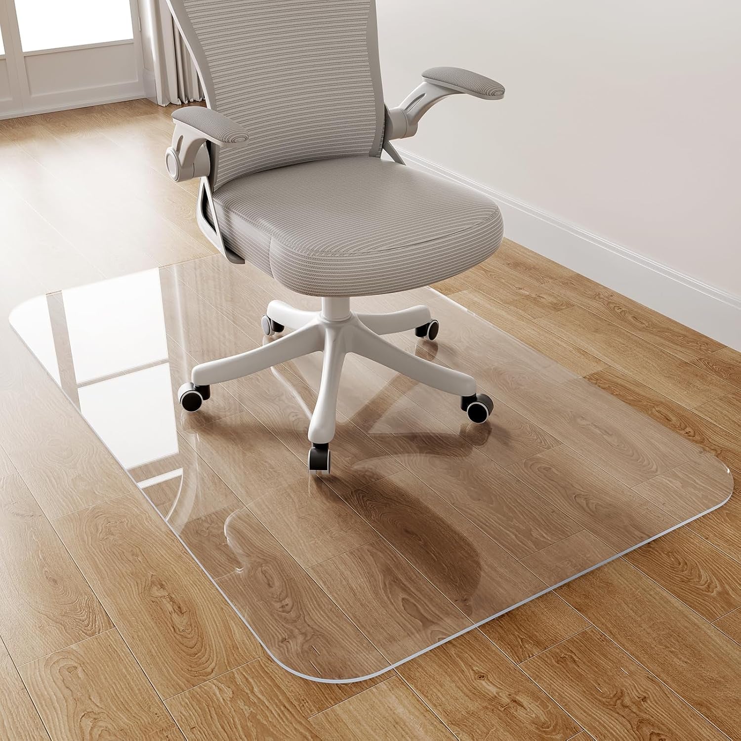 Office Chair Mat for Hardwood Floor, 30"×48" Office Computer Desk Chair Mat, Transparent PVC Heavy Duty Floor Protector Mats for Rolling Chairs, Not for Carpets