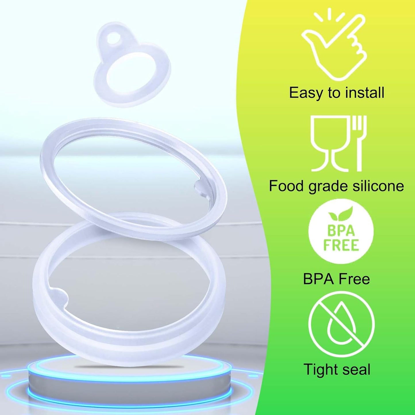 Silicone Gasket Replacement for Thermoflask 24Oz/32Oz/40Oz/64Oz, Each with Pick for Water Bottle Straw Lid, Chug Lid & Chug Spout