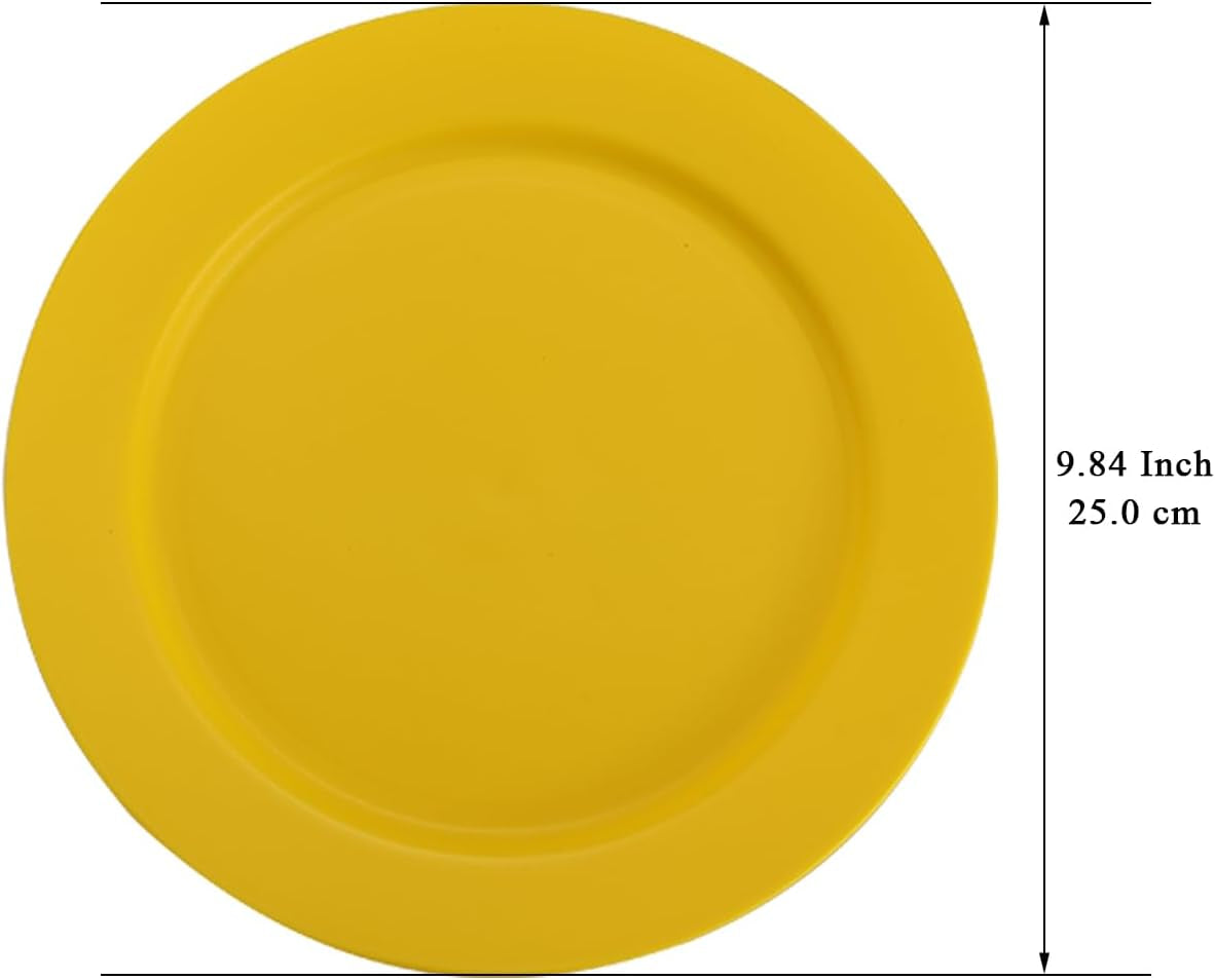 12-Piece Set of 10-Inch Multi-Color Reusable and Unbreakable Plastic Dinner Plates, Salad Plates, and Pasta Bowls - Ideal for Home, Garden, Picnics, and Camping