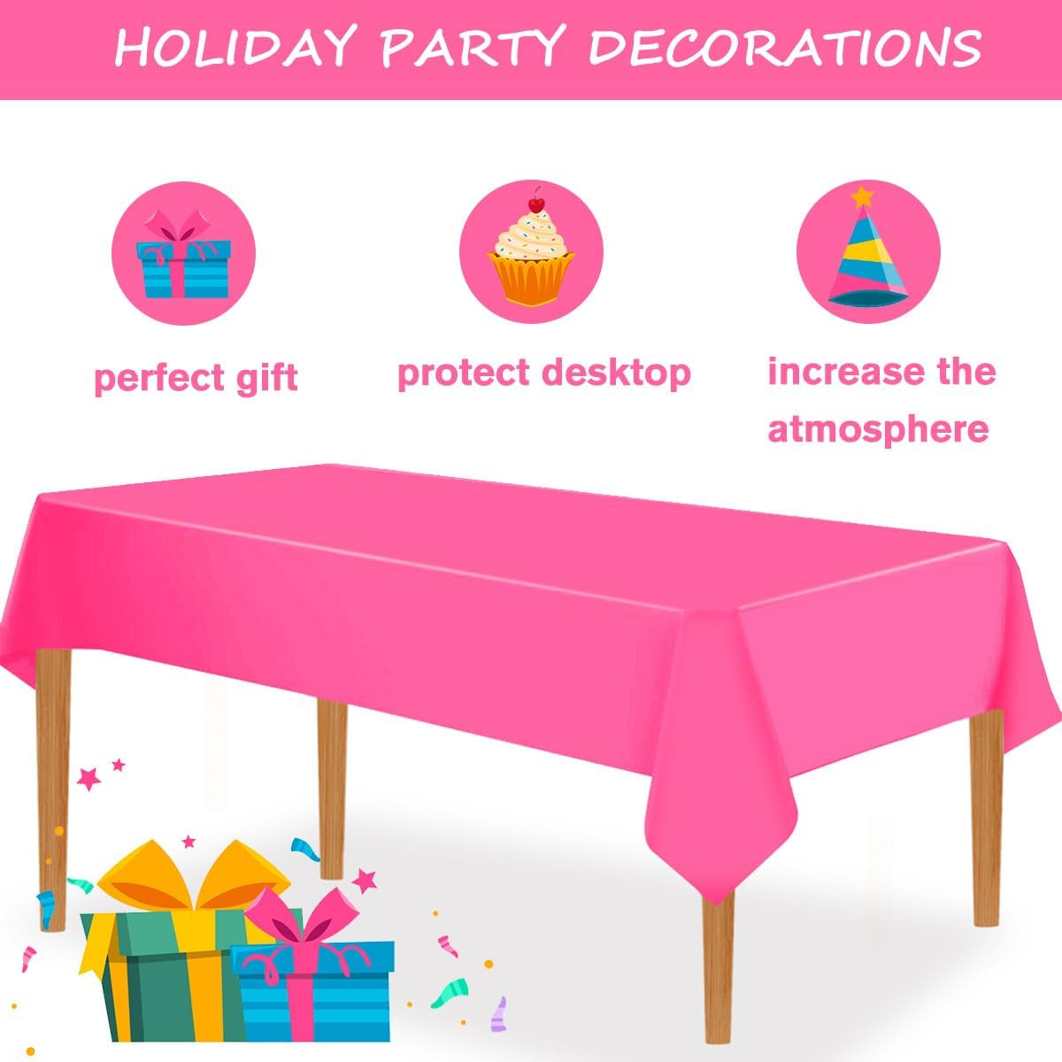 Silver 3 Pack Premium Disposable Plastic Tablecloth for Parties 54 Inch X 108 Inch Rectangle Table Cover 6 to 9 Foot Tables for Birthdays Thanksgiving Weddings Christmas Anniversary Buffet Table