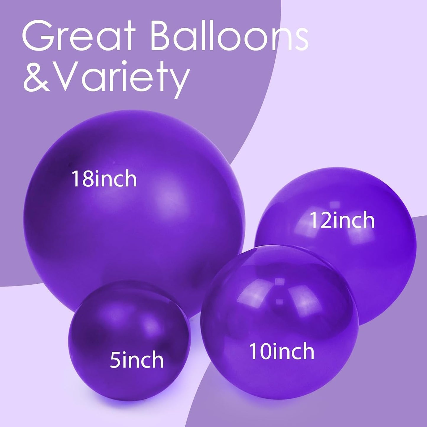 120Pcs Dark Purple Balloons, 18 12 10 5 Inch Purple Balloons Different Sizes Balloon Arch Kit for Graduation Birthday Wedding Baby Shower Party Decorations