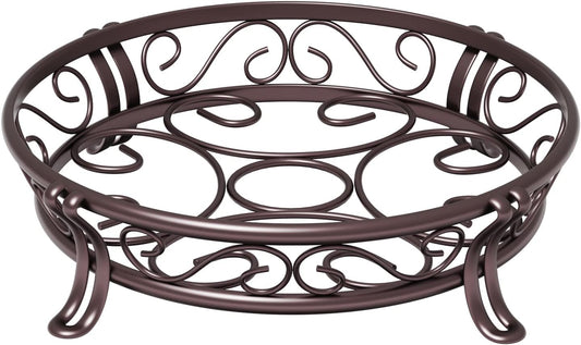 Metal Plant Stand for Outdoor Indoor, Heavy Duty Flower Pots Holder Rustproof Wrought Iron Planter Stands Garden round Supports Rack for Planter 11.8 Inches, Bronze Brown