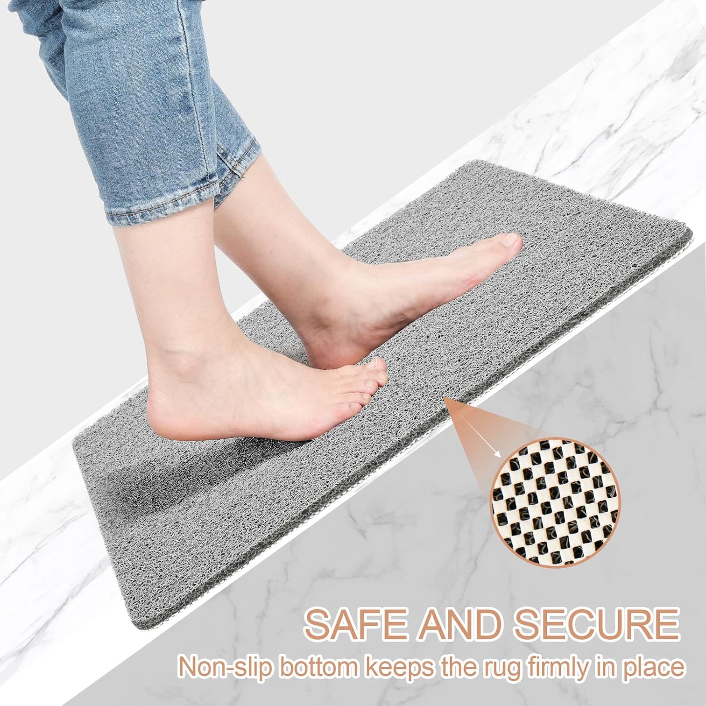 Bathtub Mat Non Slip, Bath Mat for Tub, Shower Mats for inside Shower, 16X46 Inch, PVC Loofah Bathroom Mats for Wet Areas, Quick Drying, Grey