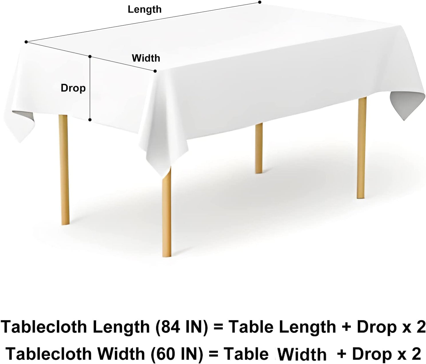Rectangle Waterproof Vinyl Table Cloth, Buffalo Flannel Backed Tablecloth, Wipeable Plastic Table Cover for Dinner, Kitchen, Outdoor (60" X 84", Black and White)