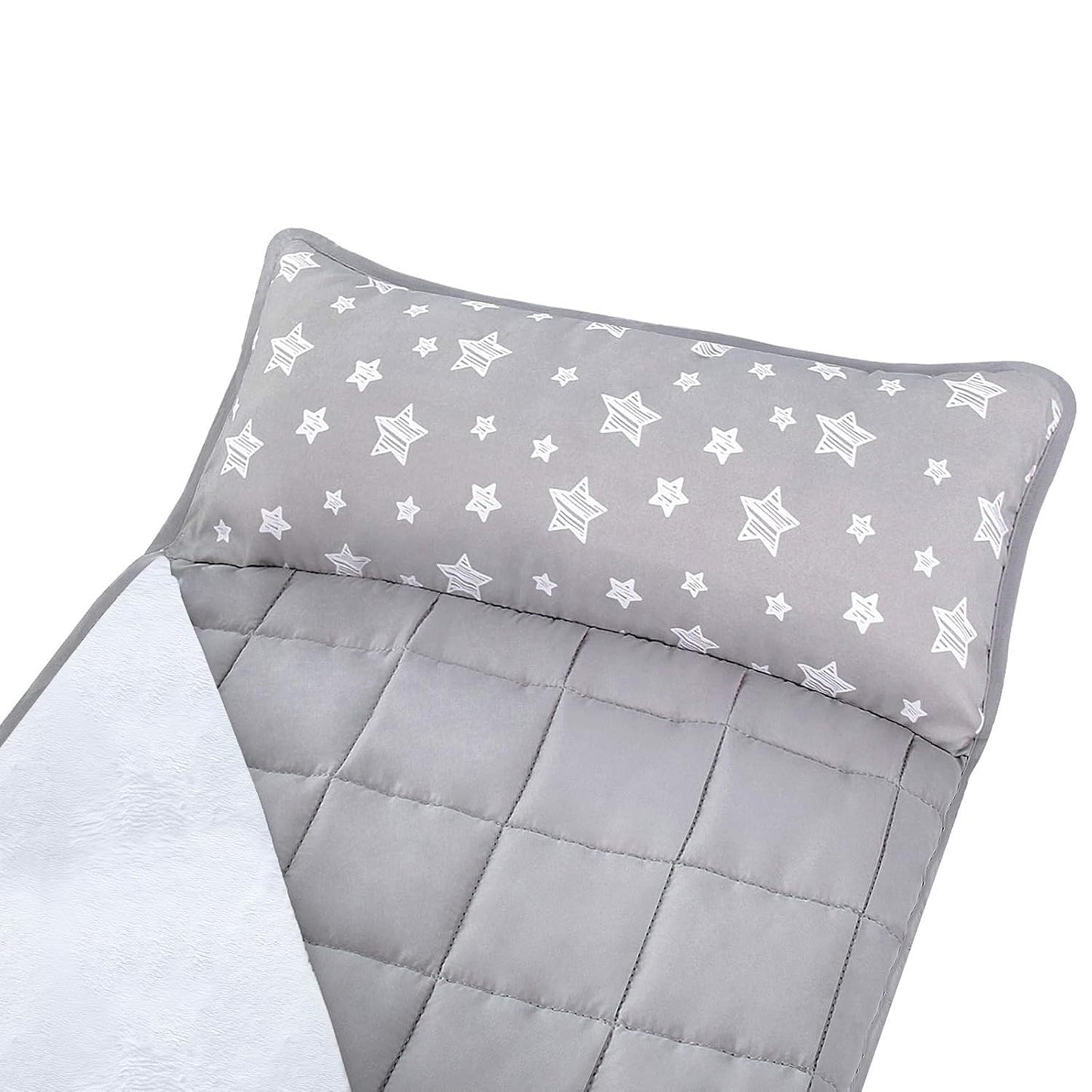 Toddler Nap Mat 2 Pack, Nap Mat for Kids Preschool, Daycare and Fleece Minky Blanket, Lightweight, Soft, Gray and Navy