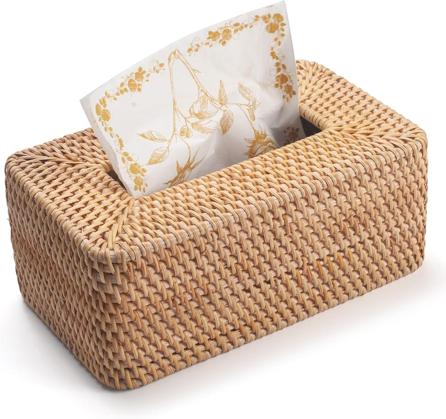 Rattan Tissue Box Cover Natural Woven Facial Napkin Holder Rectangular 10 X 6.1 X 4.1 Inch (Natural)