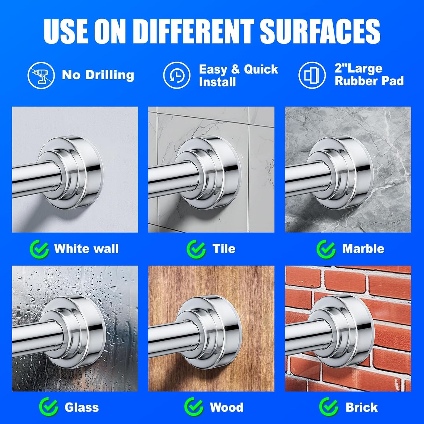 Shower Curtain Rod Tension - 26-76 Inch Never Rust Non-Slip Spring Tension Curtain Rod No Drilling Stainless Steel Curtain Rod Use Bathroom Kitchen(Silver)