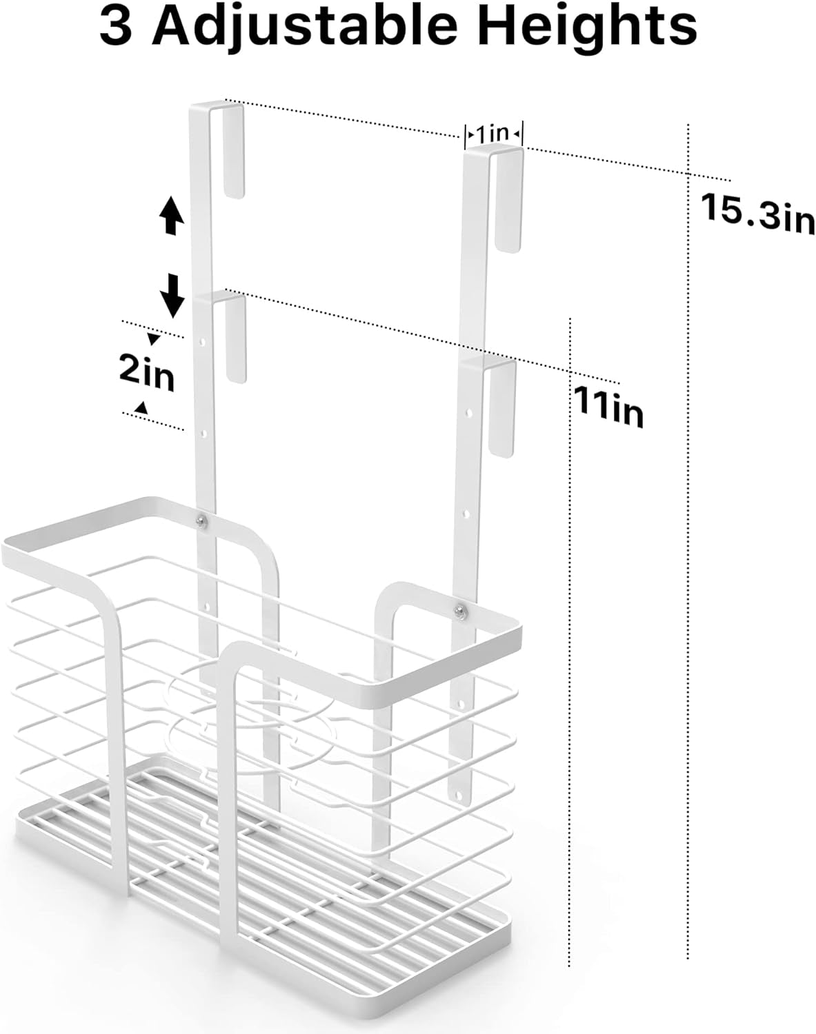 Adjustable Height Hair Dryer Holder - Professional Hair Tool Organizer for Bathroom Storage of Hot Styling Tools, Including Hair Dryer, Flat Iron, Curling Iron, and Straightener