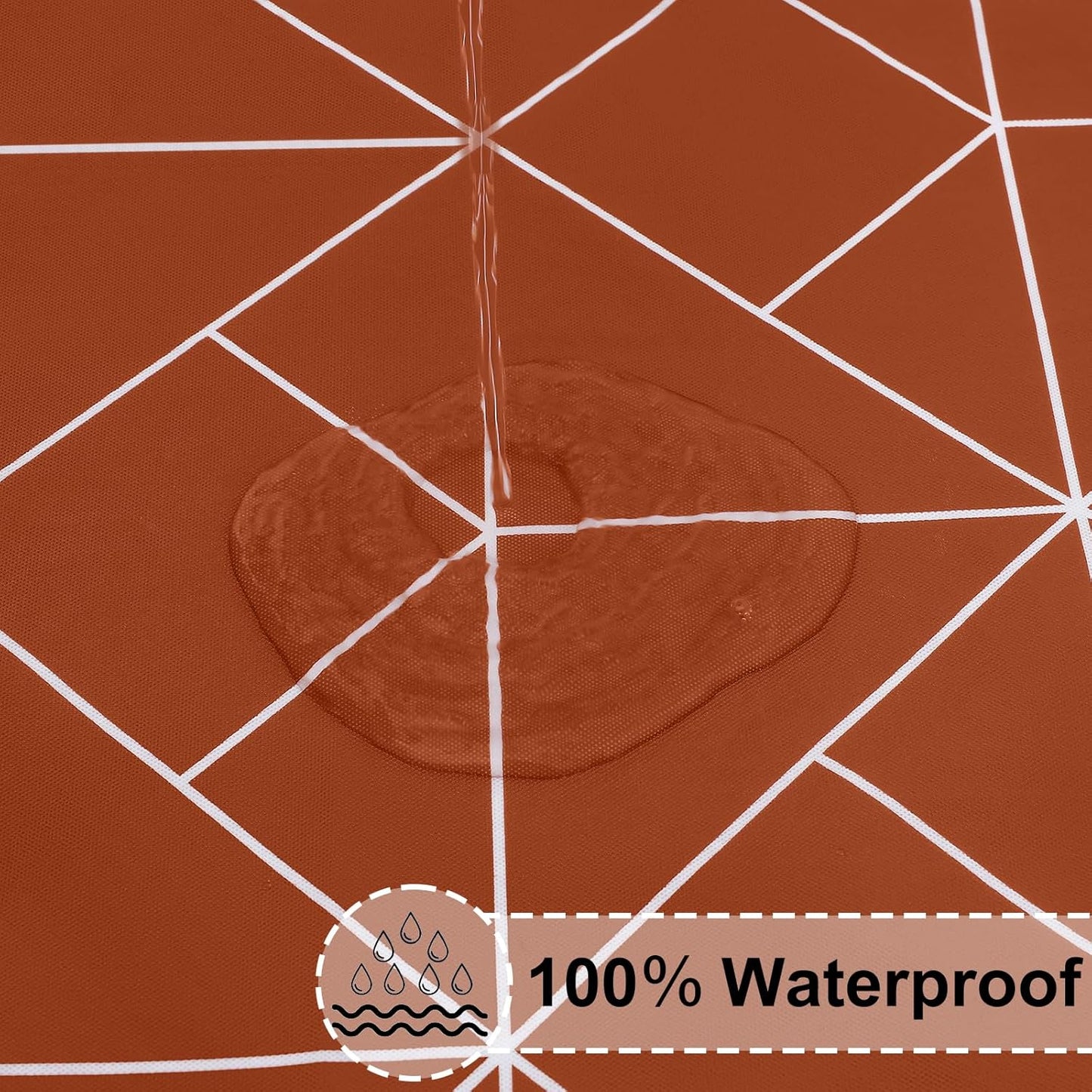 Rectangle Vinyl Tablecloth, 4 Foot Elastic Fitted Table Cover with Flannel Backing, 100% Waterproof Plastic Table Cloth for Picnic, Camping, Outdoor (Rust, 30X48 Inch)