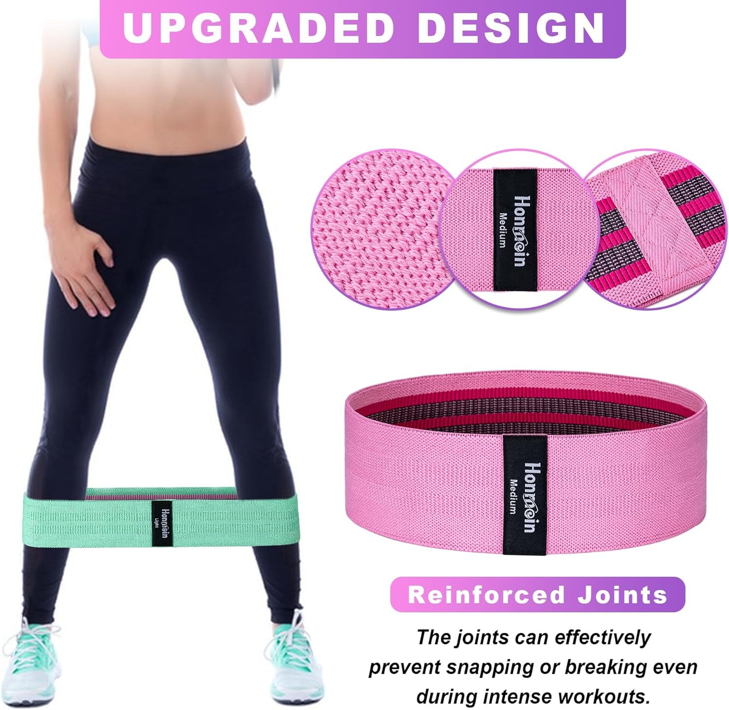 Professional Resistance Bands Set for Home Fitness, Gym, Yoga, and Pilates – Three Resistance Levels for Hip, Leg, and Glute Workouts for All Genders