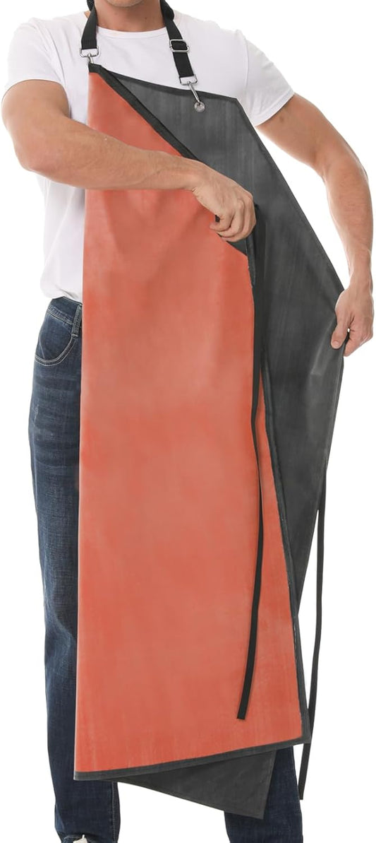 Thick Rubber Waterproof Apron, Adjustable Heavy Duty Dishwashing Apron, Work Apron for Cooking, Cleaning Fish, Gardening, Lab Work, Butcher and Dog Grooming