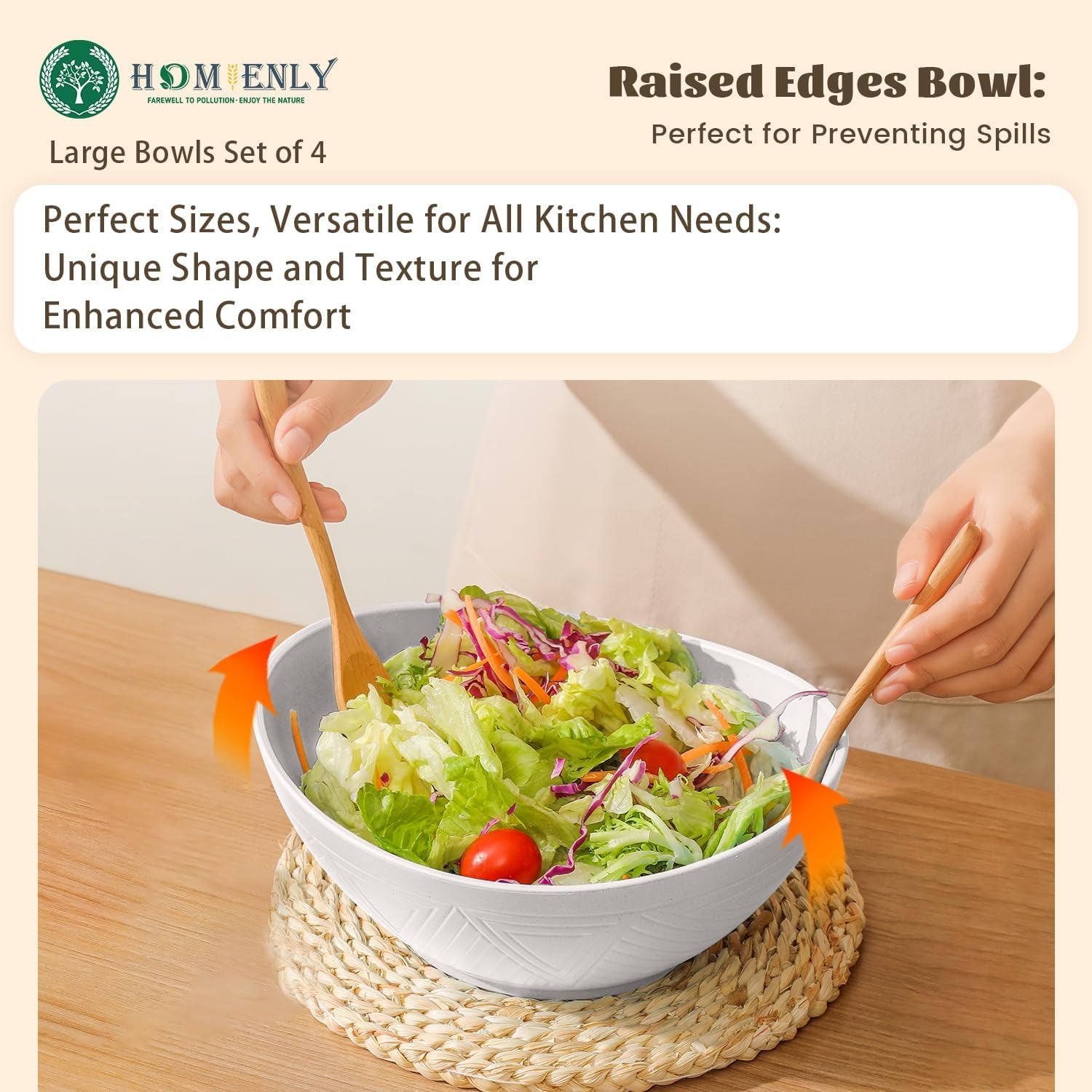 Large 9.6-Inch Oval Serving Bowls Set of 4 - 60 Oz Capacity, Perfect for Salads, Side Dishes, and Pasta, Microwave and Dishwasher Safe, Elegant White Finish