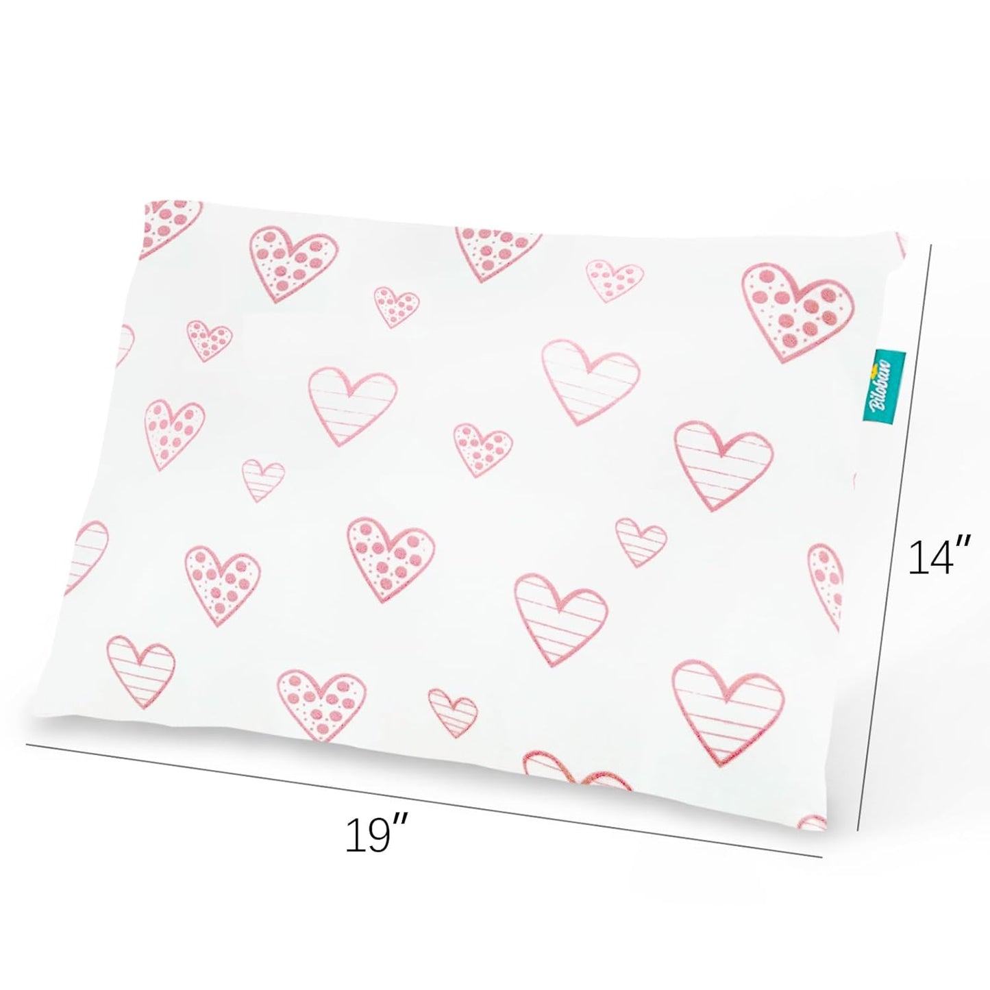 Organic Cotton 2 Pack Kids Toddler Pillowcase for Children Toddler Pillows 13"X 18" or 14"X19", Envelope Travel Toddler Pillow Cover Case (Pink Print)
