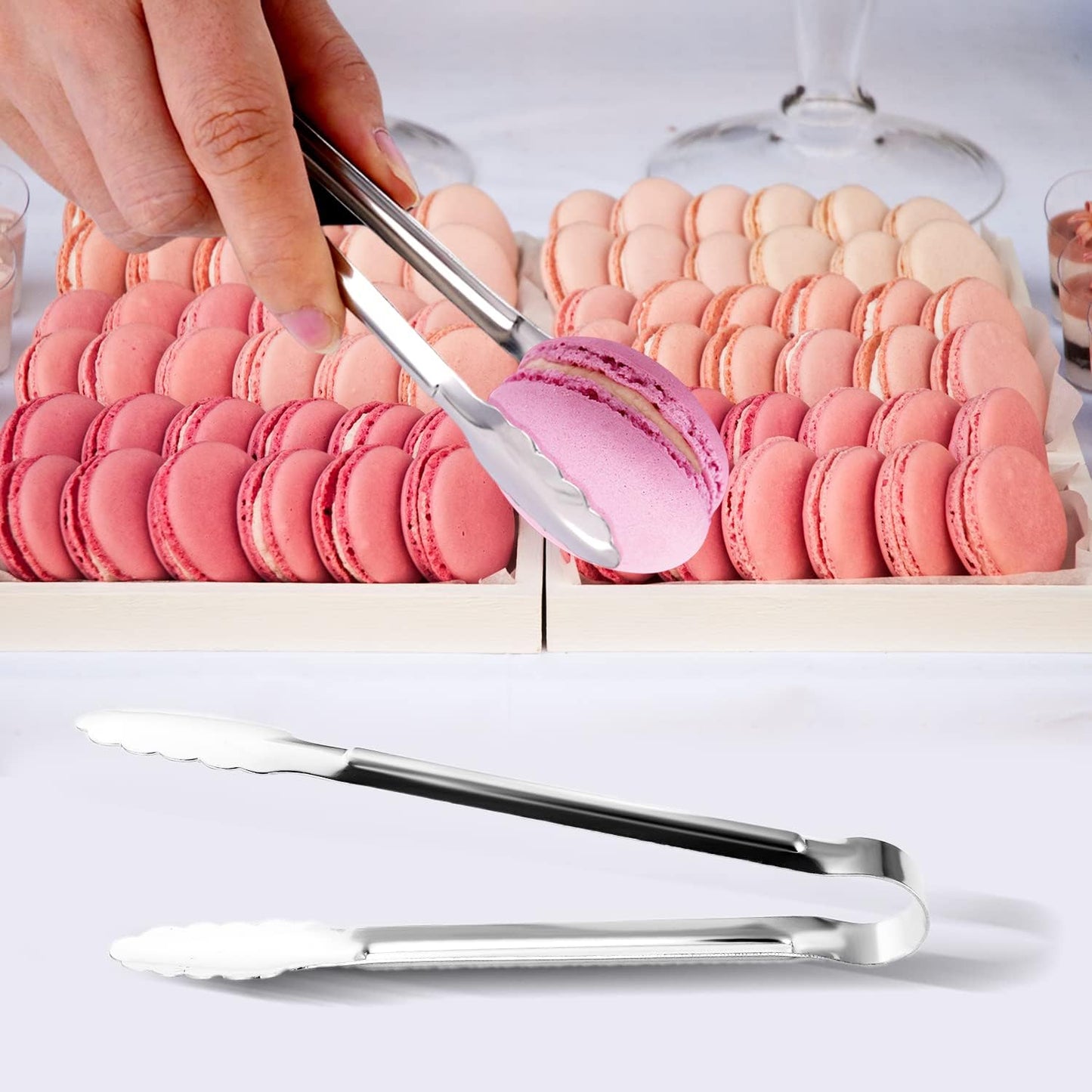 12 Pack Small Serving Tongs, Stainless Steel Sugar Tongs Mini Appetizers Tongs Mental Kitchen Tongs for Serving Food (5Inch)