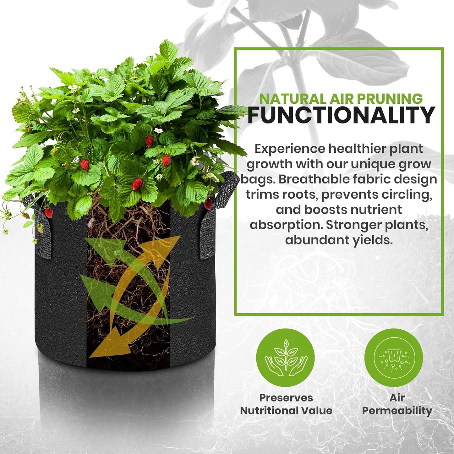 5 Pack 5 Gallon Grow Bags, 300G Thickened Nonwoven Plant Fabric Pots for Outdoor, Grow Pots, Garden Plant Bags, Aeration Fabric Planters for Fruits, Vegetables and Flowers