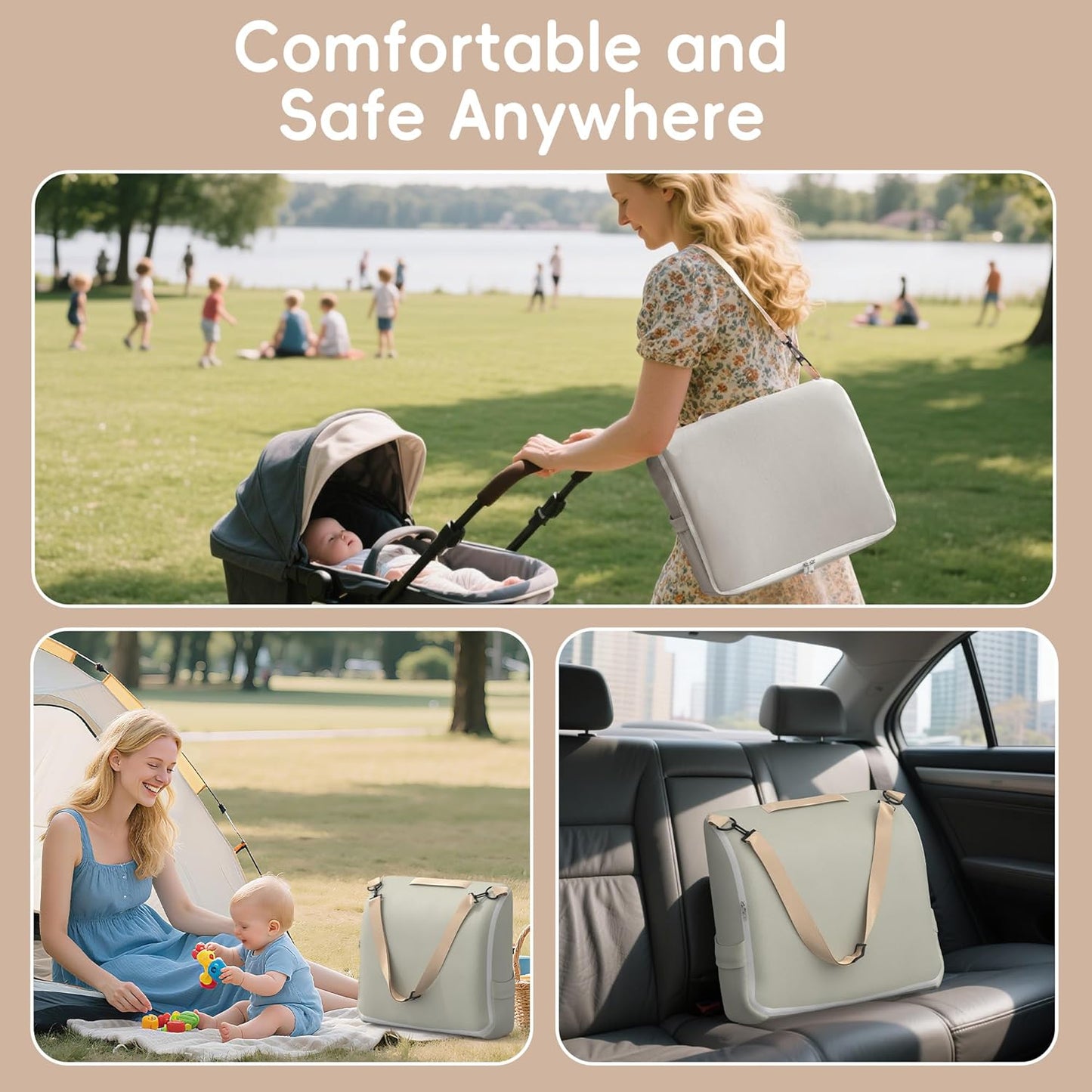 Portable Baby Changing Pad with Waterproof Lining and Convertible Backpack Design, Featuring Leather Surface and Cotton Pads for Dresser Top Use