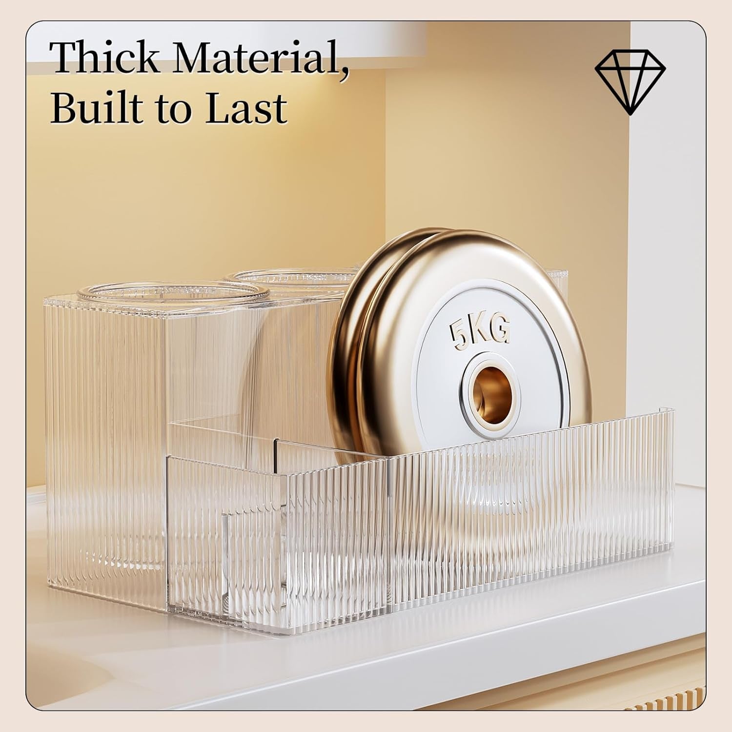 Hair Tool Organizer, Bathroom Sink Vanity Trays, Hair Dryer Holder with Detachable 3 Cups, Transparent Wave Design, Stylish & Durable, Ideal for Makeup, Vanity, Bathroom Counter Organizers and Storage