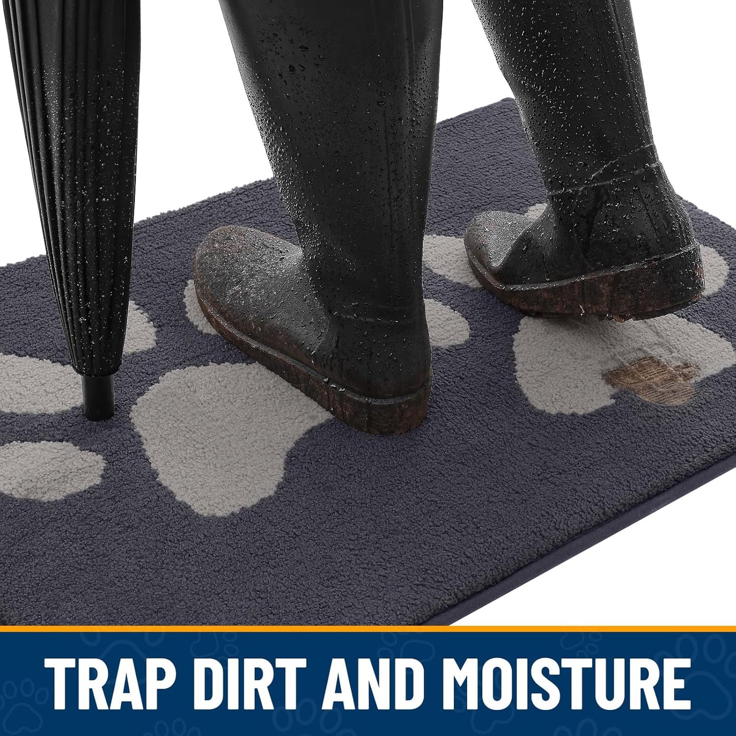 Dog Door Mat for Muddy Paws 30X20, Dirt Trapper Non Slip Washable Indoor Doormats, Absorbent Entryway Carpet for inside Floor, Dark Grey