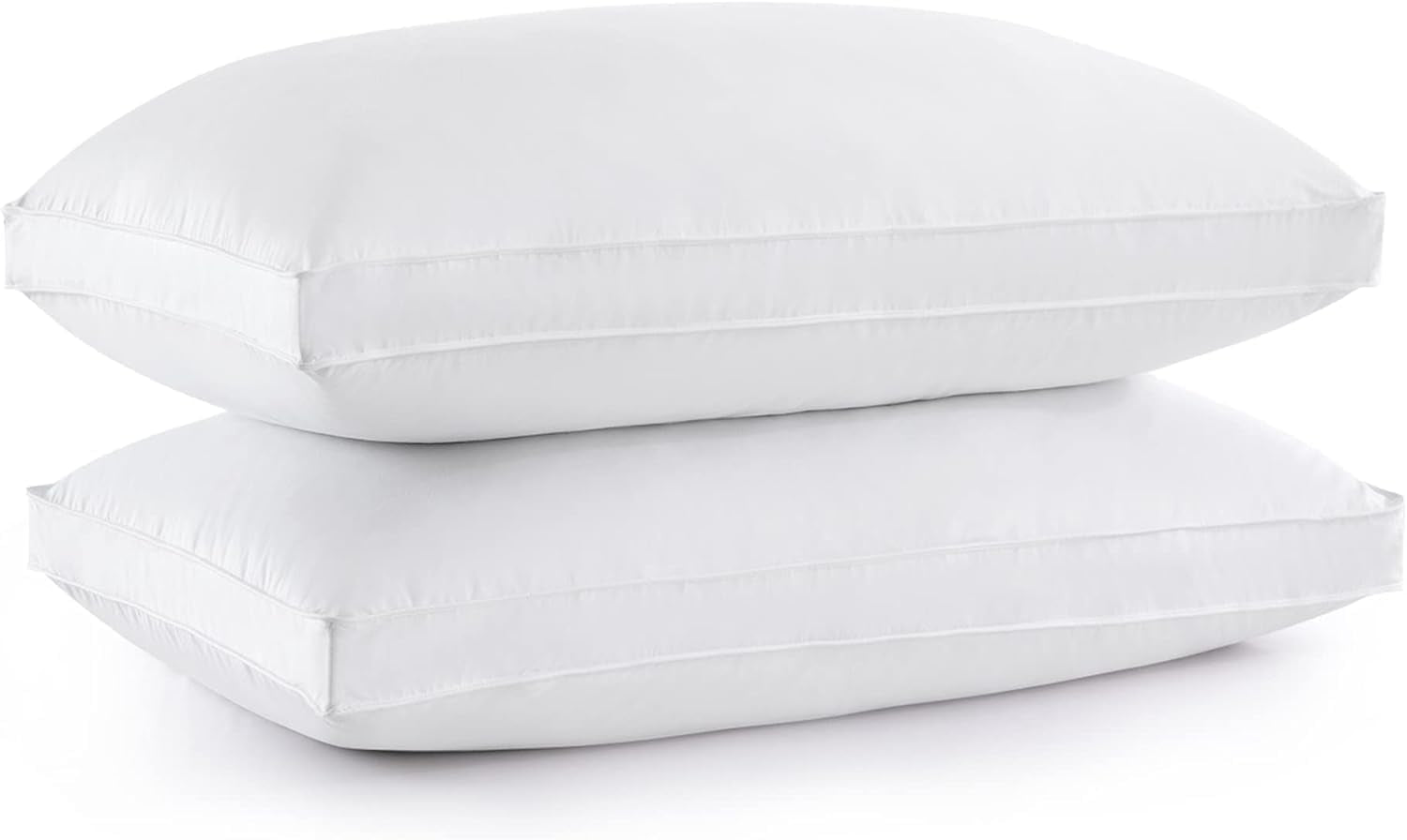 ® Goose Feather down Pillows, Gusseted Bed Pillows for Sleeping 100% Cotton Cover, Set of 2 Standard Size