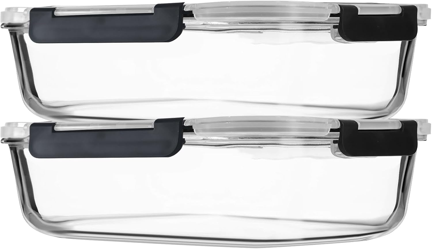 2Pcs 53Oz Large Glass Food Storage Containers Family Size Set Baking Containers with Locking Lids Storing Food-Ideal for Storing Food Vegetables or Fruits BPA Free & Leak Proof (Black)