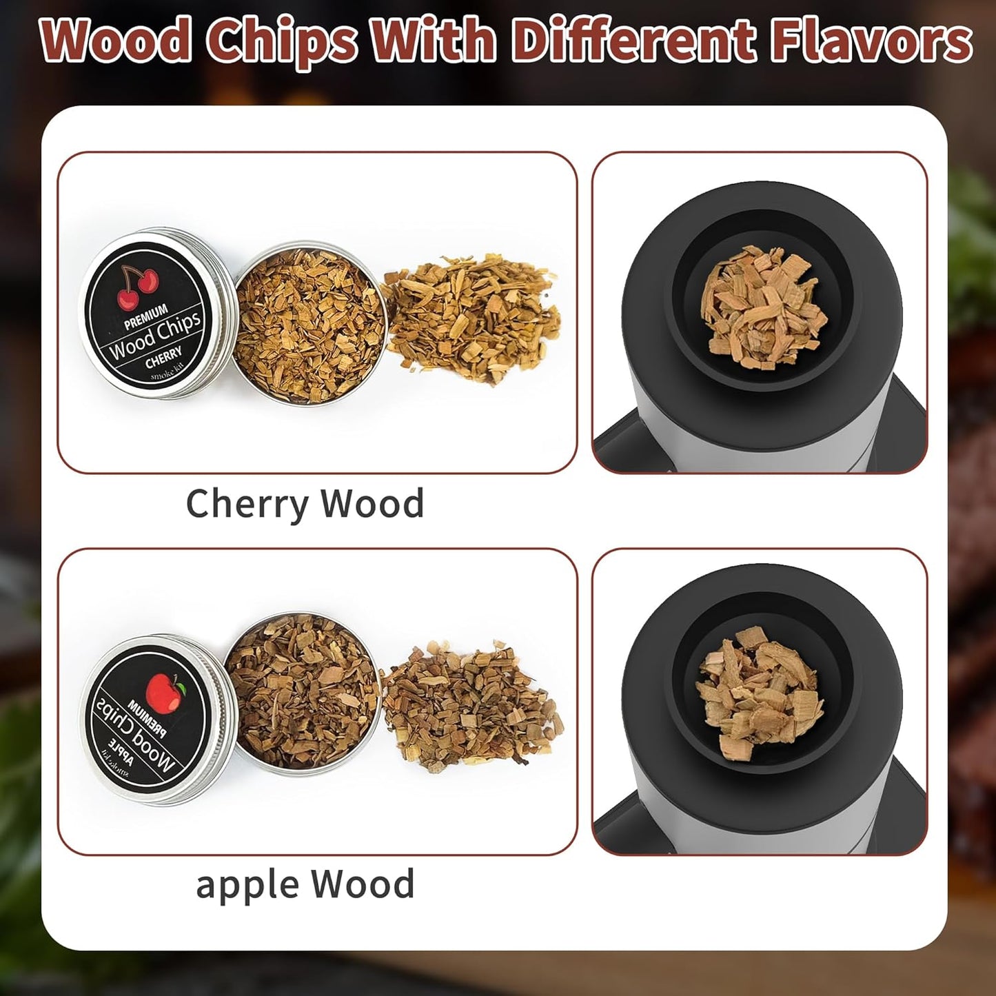 Cocktail Smoking Kit with Torch, Food Tray, and Apple & Cherry Wood Chips - Whiskey Infuser Set for Old Fashioned Drinks - Ideal Bourbon Gifts for Men (Excludes Butane and Cup)