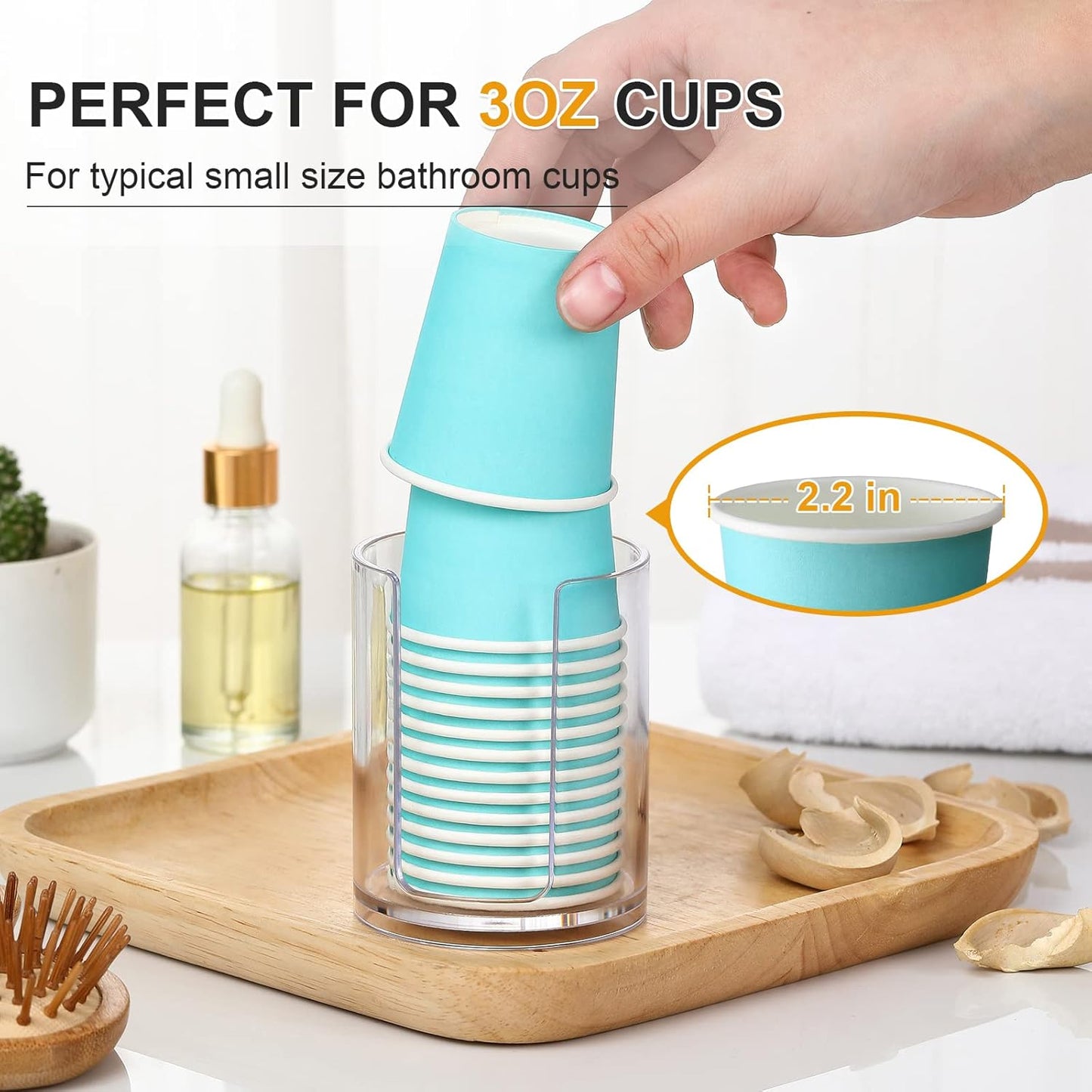 Bathroom Cup Dispenser, 2 Pack Mouthwash Cups Holder, Small Disposable Paper Cup Holders for Rinsing Cups on Bathroom Vanity Countertops