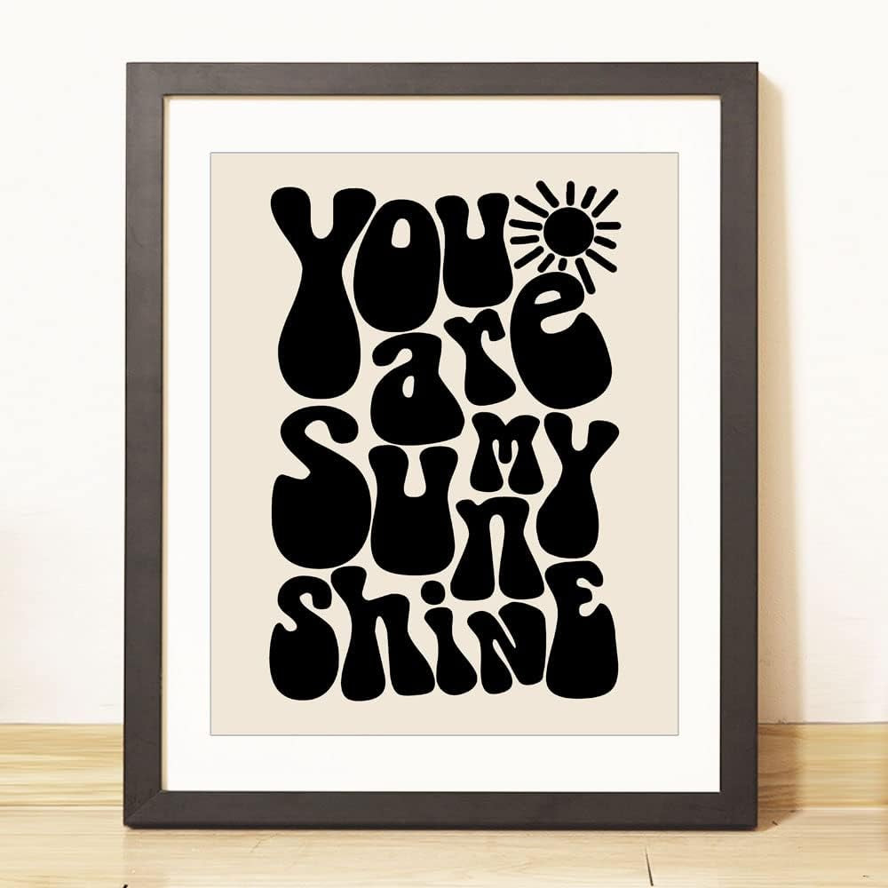 You Are My Sunshine Wall Art, Baby Shower Gift, Baby Room Decor, Sun Nursery Art, Cute Baby Wall Art, Newborn Baby Gift, Black and White, Unframed (11X14 INCH)
