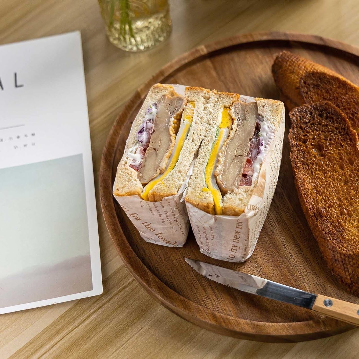 11.5 Inches Candle Holder Tray Home Decor, round Wood Tray for Coffee Table, Small Wooden Serving Decorative Trays for Home