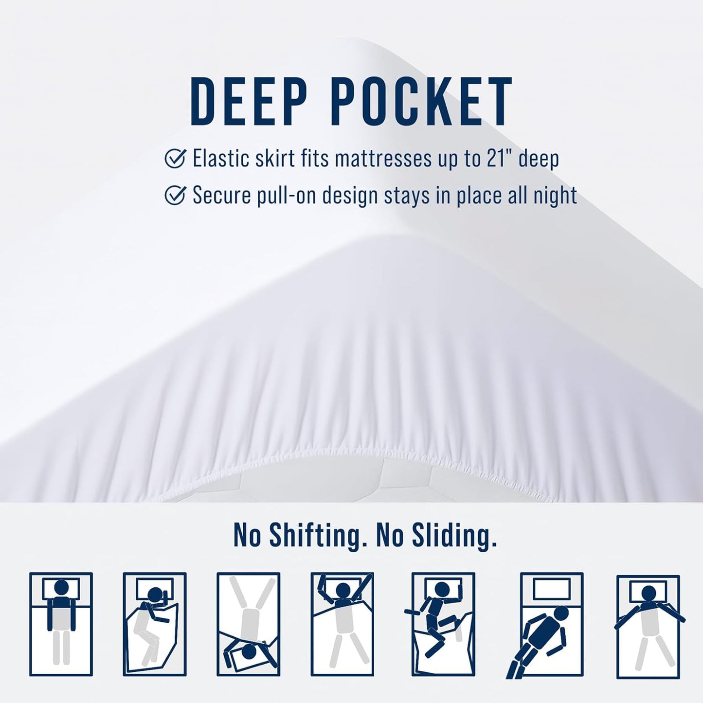 Queen Quilted Fitted Mattress Pad, Elastic Fitted Mattress Topper, Cooling Soft Mattress Cover Stretches up to 21 Inches Deep, Machine Washable Mattress Protector (60X80 Inch, White)