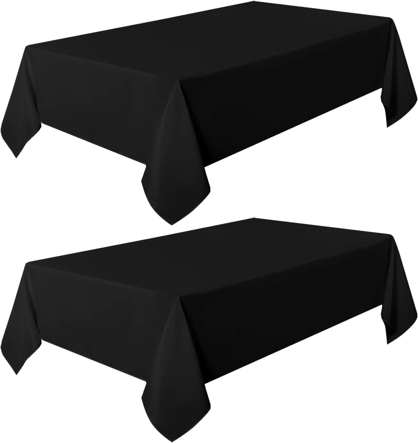 2 Pack Black Tablecloth 60 X 102 Inch, Rectangle 6 Feet Table Cloth - Stain and Wrinkle Resistant Washable Polyester Table Cover for Dining Tables, Buffet Parties and Camping