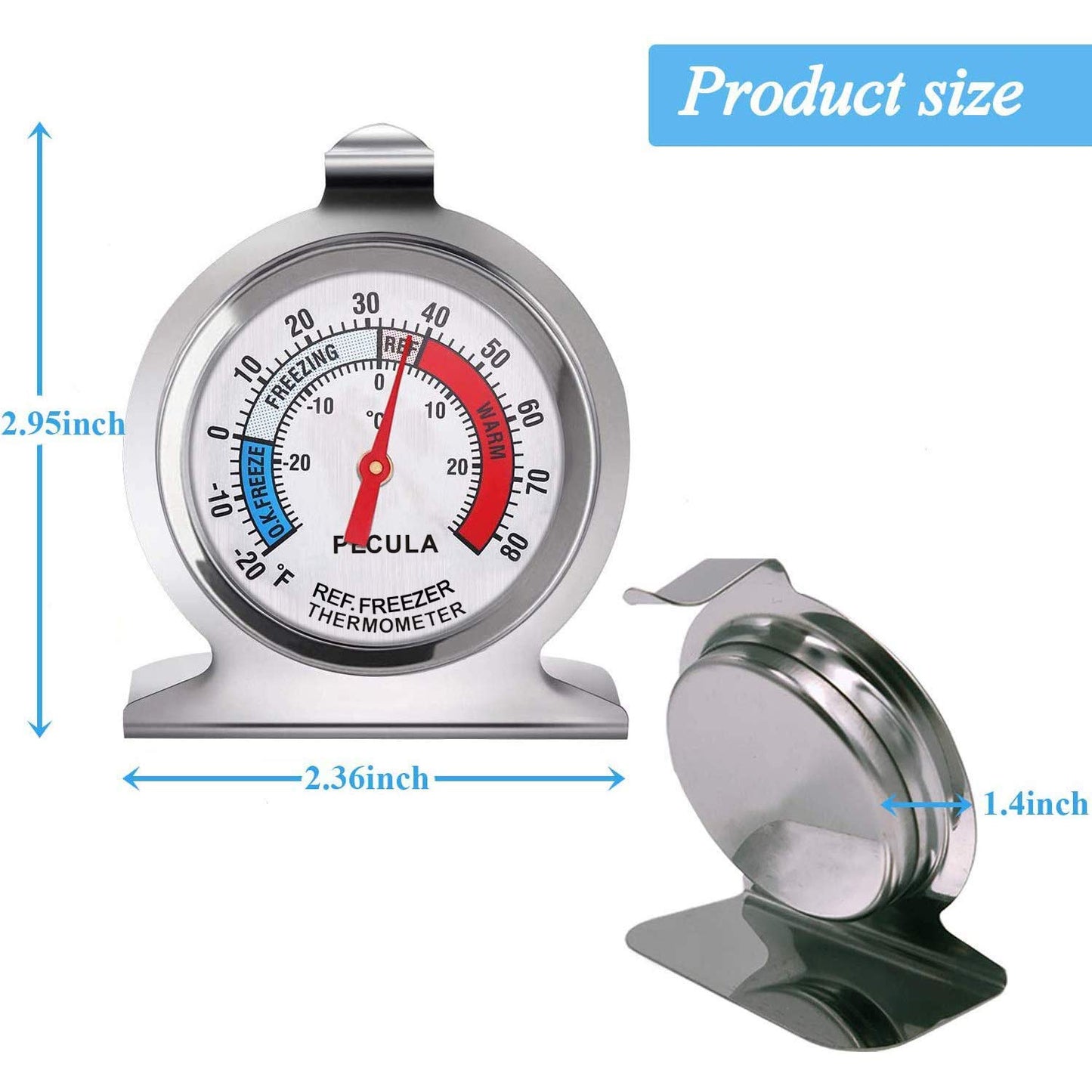 2 Pack Refrigerator Thermometer -30~30°C/-20~80°F and 1 Pack Oven Thermometer 50-300°C/100-600°F