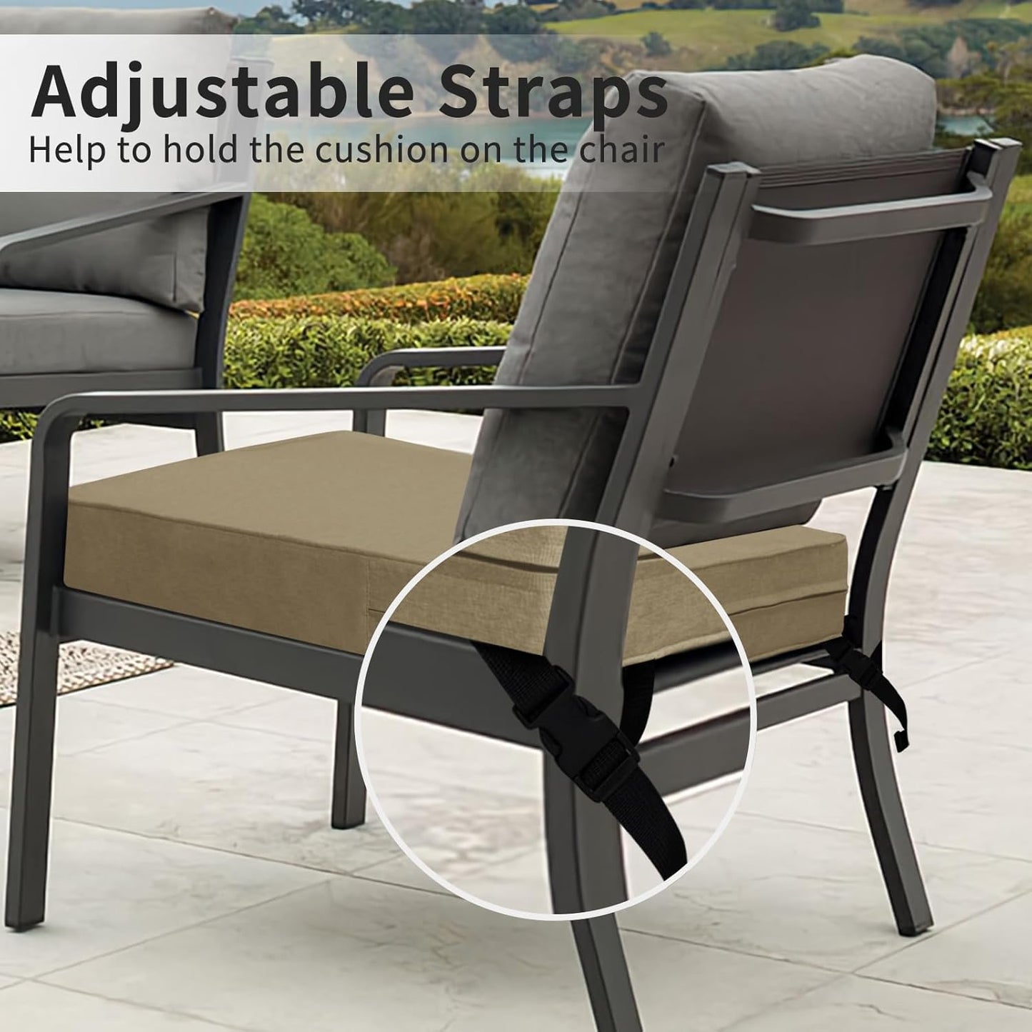 Patio Cushion Covers 20X18X4 Inch 2 Pack, Linen Look Outdoor Water Resistant Chair Seat Cushion Slipcover with Zipper for Outdoor Furniture, Covers Only! Khaki