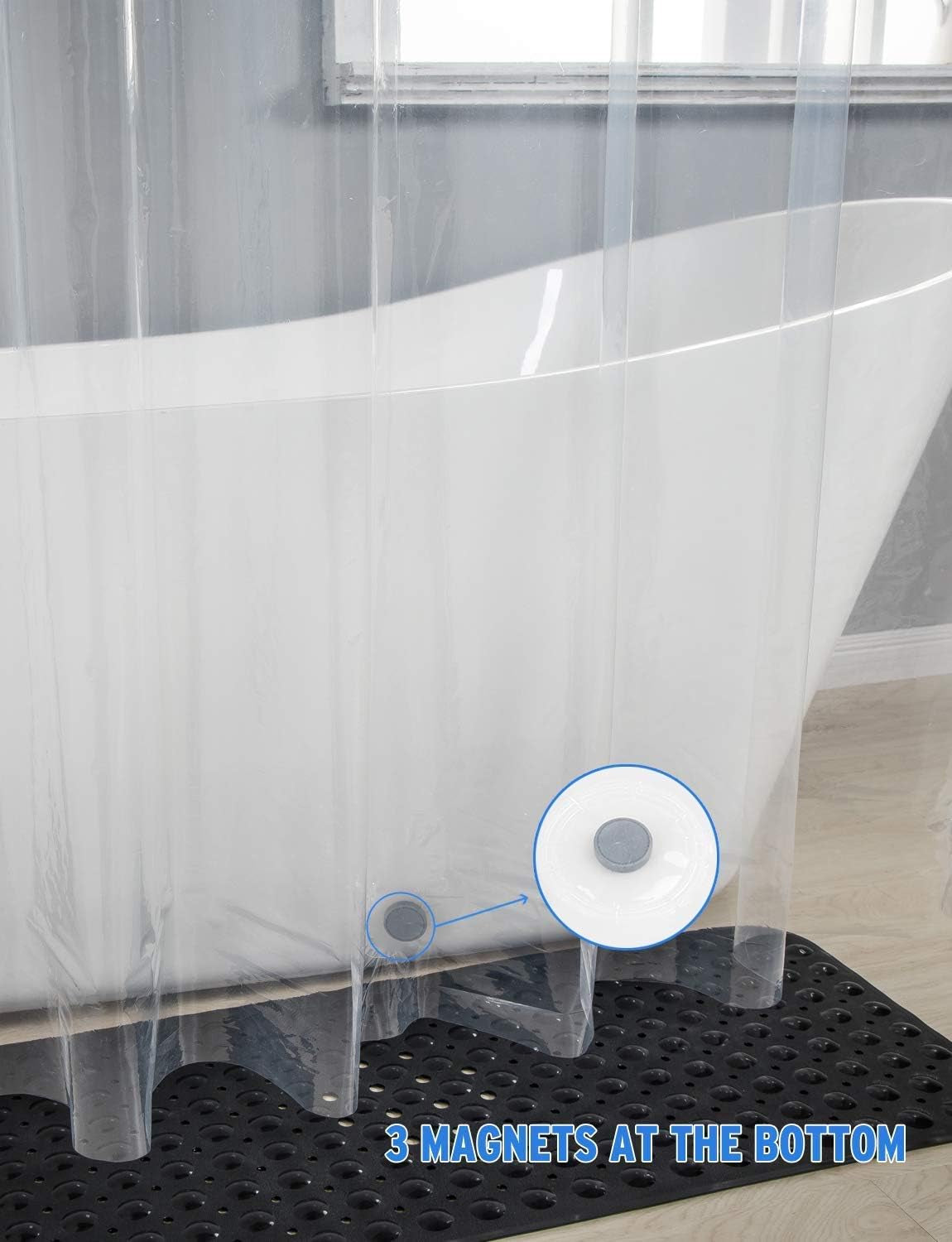 Shower Bath Sponge Shower Loofahs Balls 75G/Pcs and 72X72 Inches PEVA 3G Shower Curtain Liner