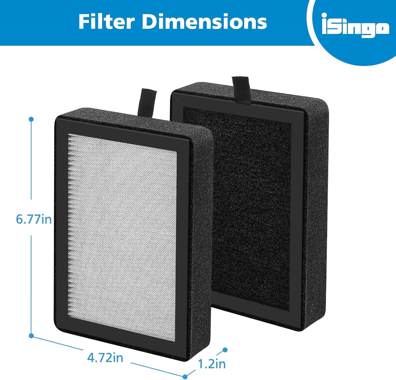 4-Pack Replacement Filters for LEVOIT LV-H128, PUURVSAS HM669A, and ROVACS RV60 Air Purifiers - 3-in-1 HEPA and Activated Carbon Filters, Compatible with Part #LV-H128-RF