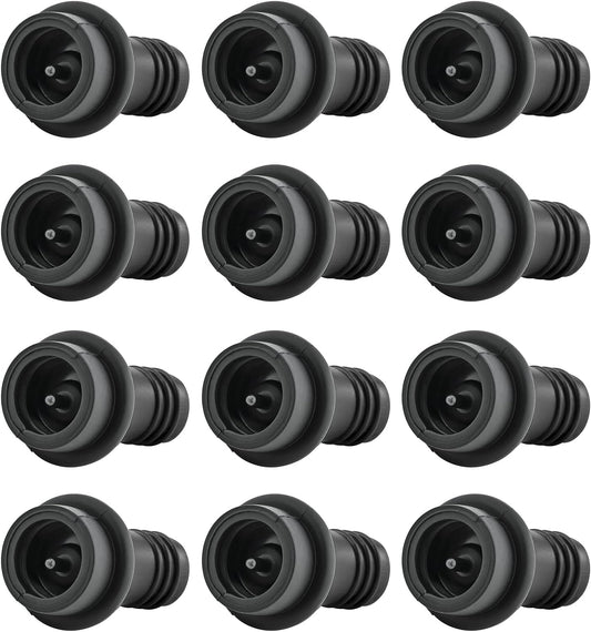 Wine Stoppers Vacuum, Silicone Wine Saver & Preserver, Reusable Bottle Sealer, Keep Fresh (Black, 12 Pieces)