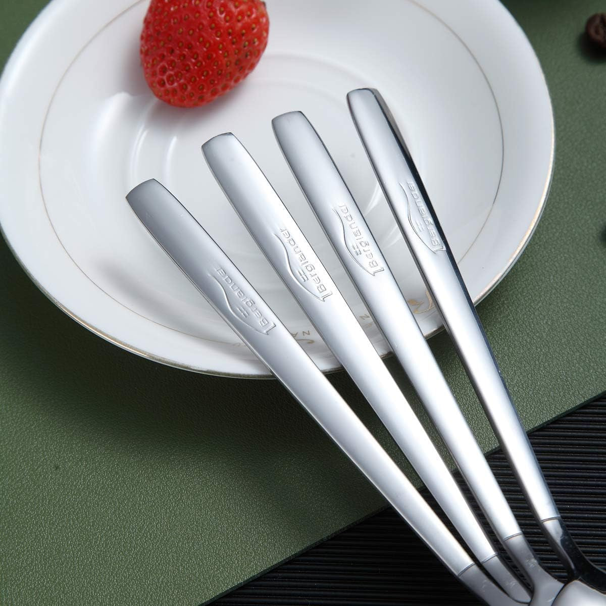 Stainless Steel Dinnerware Set of 6 - Modern Soup Spoons, Dishwasher Safe