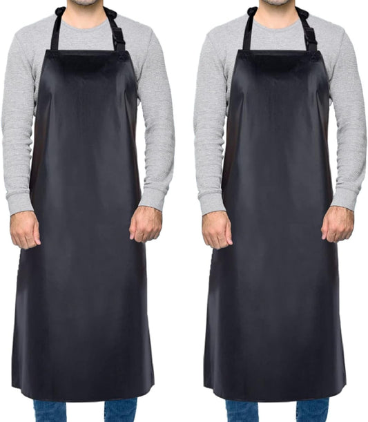 Waterproof Rubber Vinyl Apron for Unisex Adult, Adjustable, Lightweight, Chemical Resistant Extra Long Work Apron