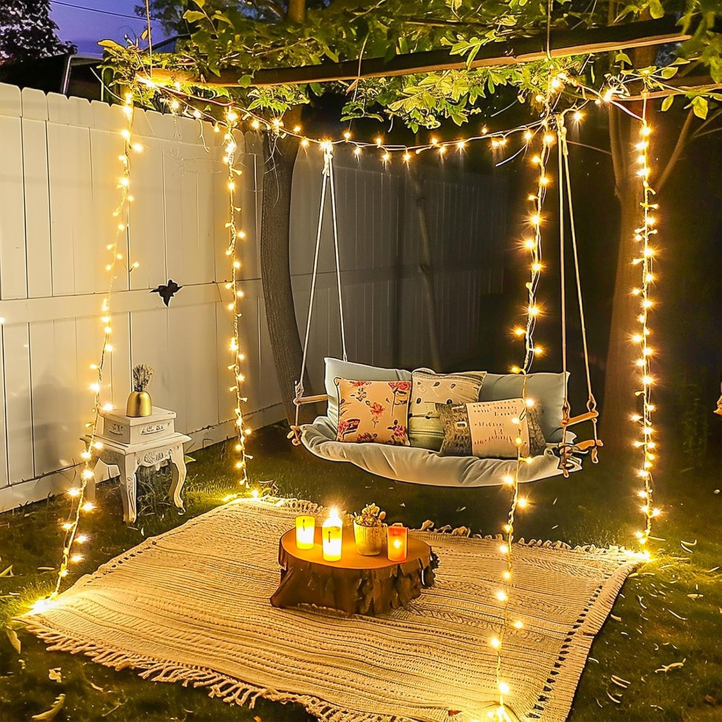 163Ft 500 LED Warm White Christmas Lights Outdoor, Plug-In Outdoor String Lights for Classroom, Clear Wire 8 Modes Remote Control Christmas Tree Lights for Christmas Bedroom Tree Classroom