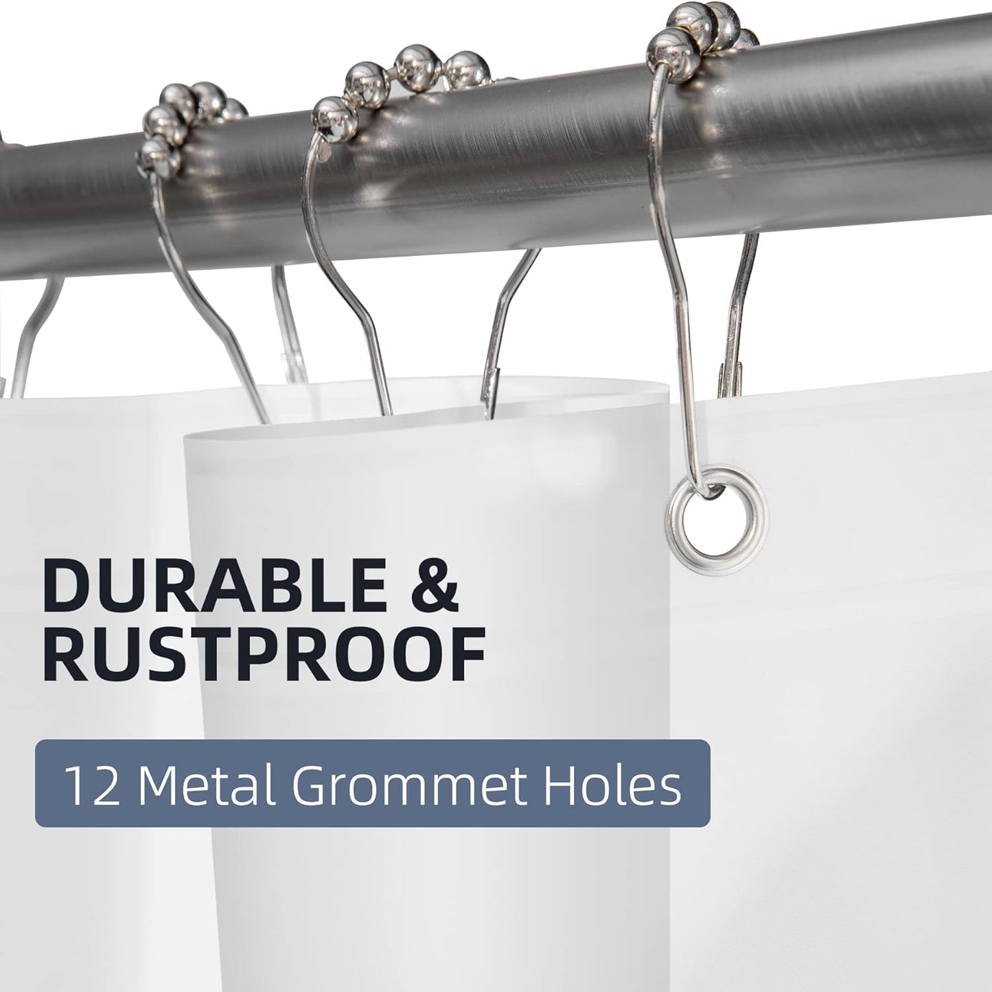12 Pcs Shower Curtain Hooks with 72X72 Clear Shower Curtain Liner