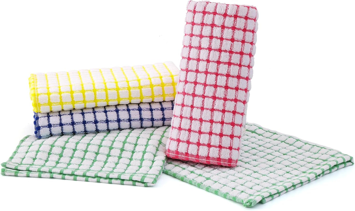 Cotton 8 Pack Terry Kitchen Dish Cloths, 12 X 12 Inches Super Soft and Absorbent Dish Rags, Quick Drying Dish Towels for Washing Dishes, Mixed Color
