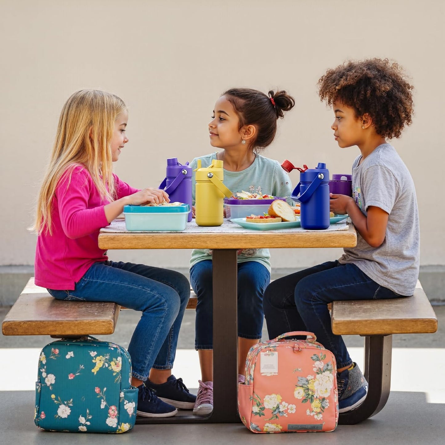 Kids Insualated Water Bottle with Straw - 12Oz Stainless Steel Water Bottle with Dual Spouts, Leak-Proof, Bpa-Free, Double Wall Vacuum Keeps Cold for 24 Hours for Sports, Travel, School (Cream Moon)