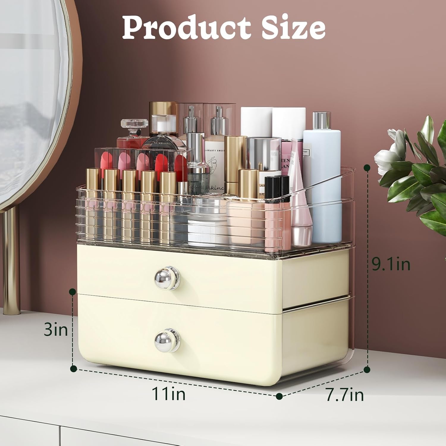 Makeup Organizer Skincare Organizers with Extra Large Drawer - Bathroom Organizers and Storage Cosmetic Display Case for Bathroom Countertop, Bedroom Vanity Desk, Lipstick Organizer, Cream