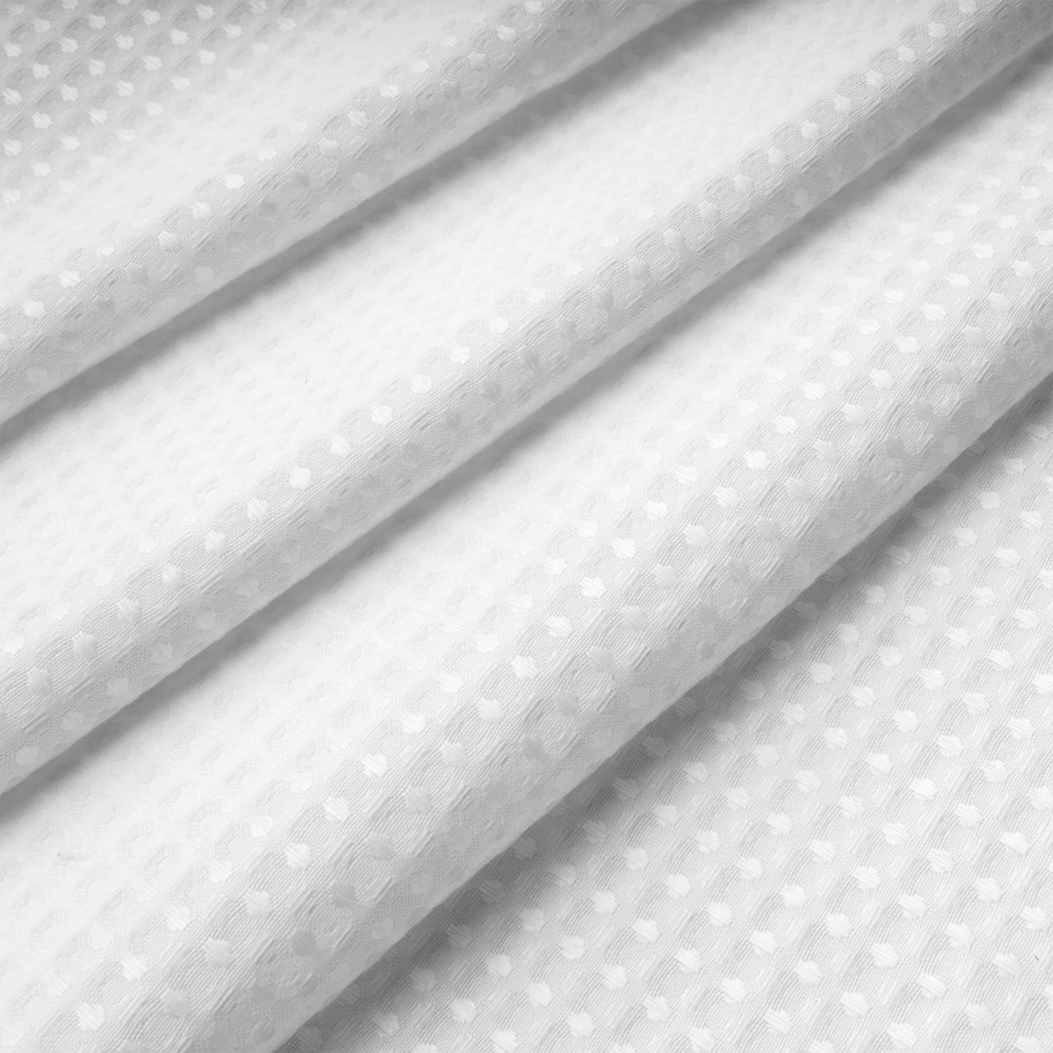 Stall Waffle Weave Shower Curtain with Snap-In Fabric Liner & Hooks Set - 36" X 72" Small Shower Stall Size, Hotel Style & Mesh Top Window, Machine Washable - 36X72, White