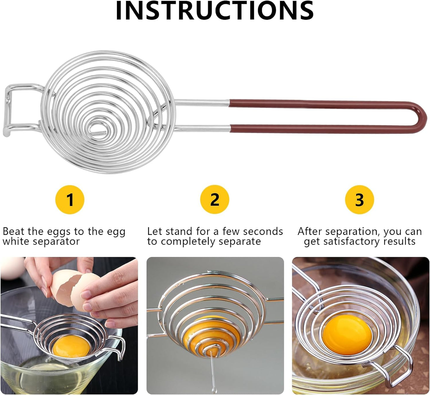 Whisk Set 8" 10" 12" and Egg Separator